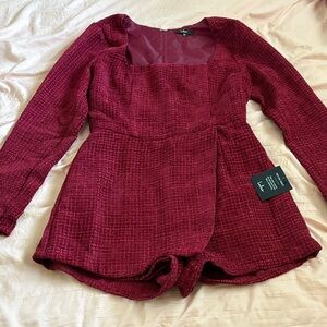 Lulu's Rich Wine Textured Romper